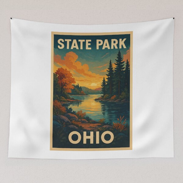 Item preview, Ohio State Park Lake and Sunset View in Autumn designed and sold by Aryabek.