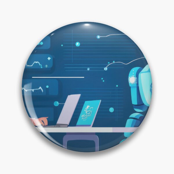 Item preview, Man in glasses working on laptop with robot at desk, AI generated designed and sold by dvoevnore.