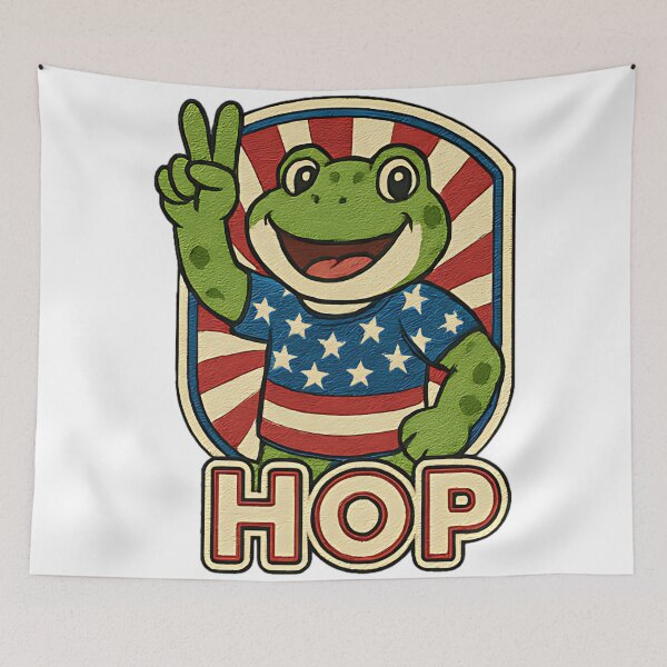 Item preview, Hop Patriotic Frog Funny Portland Frog Brigade Retro Vintage Design For Freedom Lovers And Animal Humor Fans designed and sold by ArtDesignTp.