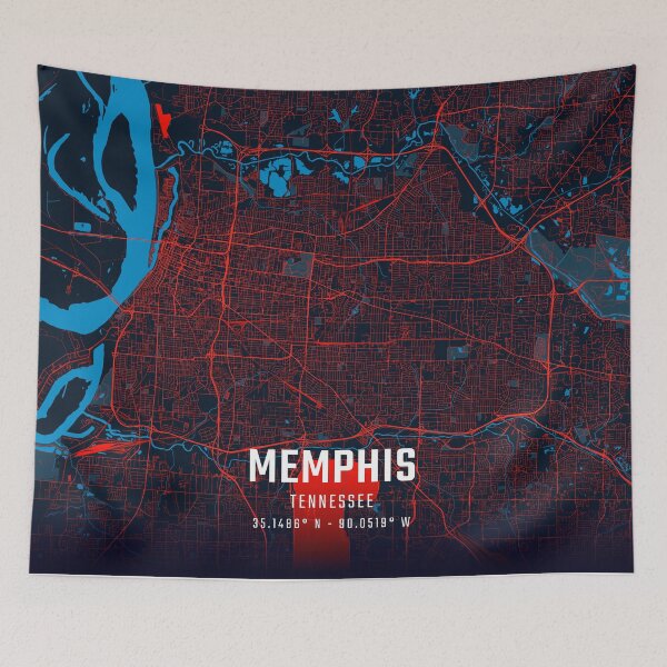 Item preview, Memphis Red & Blue Minimalist Map designed and sold by HomeLivingCo.