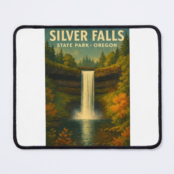 Item preview, Silver Falls State Park Bridge and Autumn Foliage Oregon designed and sold by Aryabek.