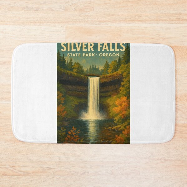 Item preview, Silver Falls State Park Bridge and Autumn Foliage Oregon designed and sold by Aryabek.