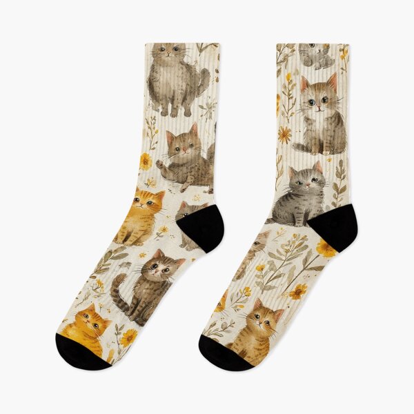 Aperçu de l'œuvre Chats à l'aquarelle sur beige doux créée et vendue par CamiGraphix.