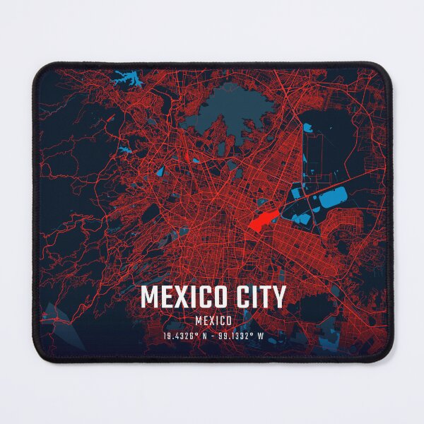 Item preview, Mexico City Red & Blue Minimalist Map designed and sold by HomeLivingCo.