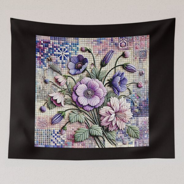 Item preview, Flowers, pixels and lilacs#7 designed and sold by Helios Be. Lavsh.