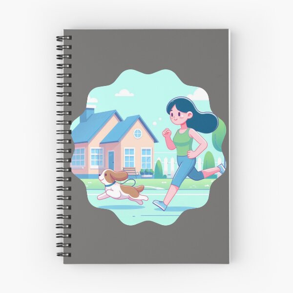 Item preview, Morning Jog Duo: Running Girl and Happy Dog | Fitness and Pet Love designed and sold by DibuHumor.