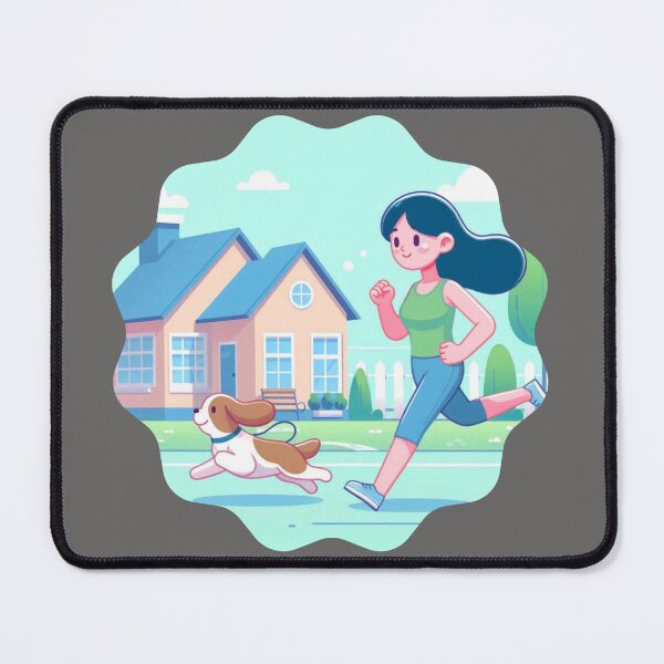 Item preview, Morning Jog Duo: Running Girl and Happy Dog | Fitness and Pet Love designed and sold by DibuHumor.