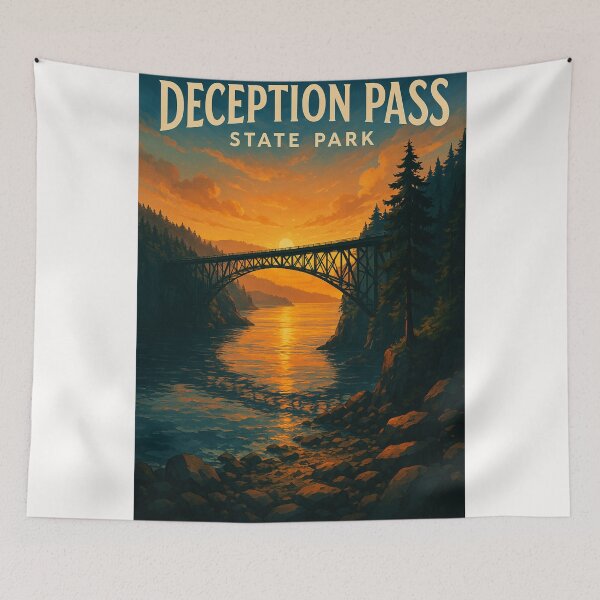 Item preview, Deception Pass State Park Bridge Sunset Washington designed and sold by Places On Earth.