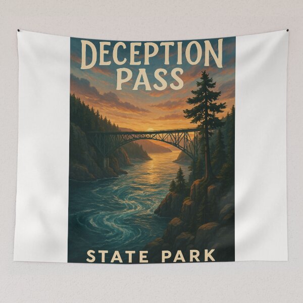 Item preview, Deception Pass State Park Coastal Bridge View Washington designed and sold by Places On Earth.
