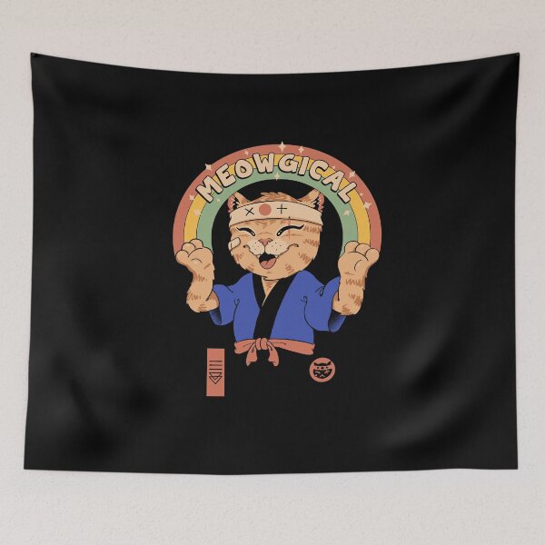 Item preview, Meowgical Cat – Retro Martial Arts Kitty with Rainbow Vibes designed and sold by vincenttrinidad.