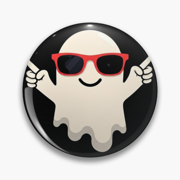 Item preview, Cool Cartoon Ghost – Minimalist Digital Illustration with Red Sunglasses on Black Background designed and sold by PixelVibe782.