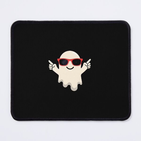 Item preview, Cool Cartoon Ghost – Minimalist Digital Illustration with Red Sunglasses on Black Background designed and sold by PixelVibe782.