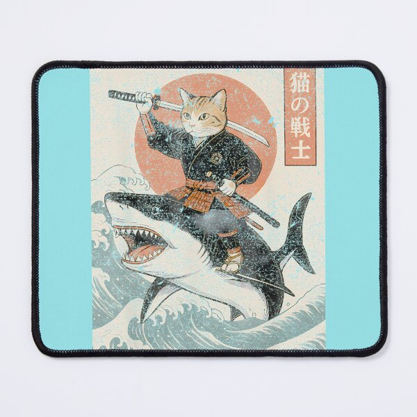 Item preview, Cat Samurai Riding Shark Japanese Ocean Waves Art By Merch, Limited Edition, Perfect Gift For You A designed and sold by luanajardelp.