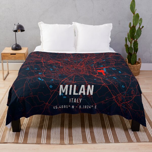 Item preview, Milan Red & Blue Minimalist Map designed and sold by HomeLivingCo.
