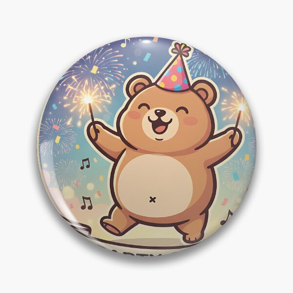 Item preview, Happy Chibi Bear Dancing – Funny Fat Bear with Fireworks designed and sold by meesub.