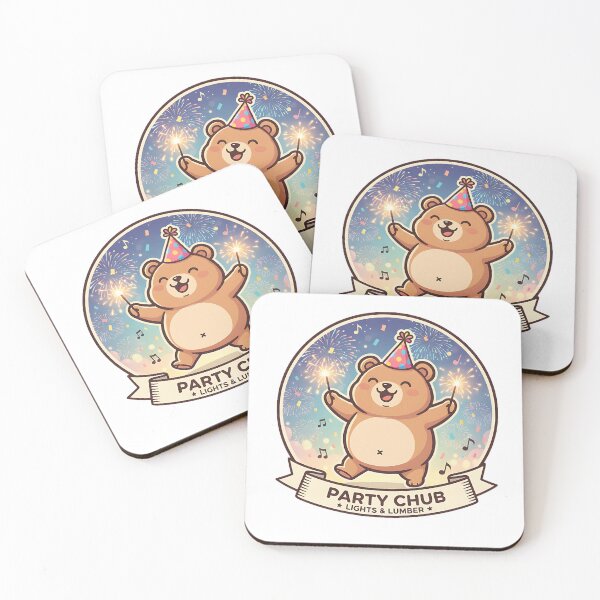 Item preview, Happy Chibi Bear Dancing – Funny Fat Bear with Fireworks designed and sold by meesub.