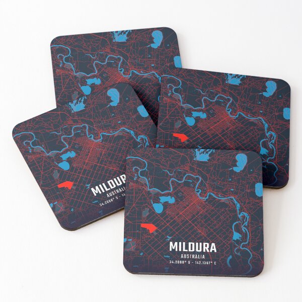 Item preview, Mildura Red & Blue Minimalist Map designed and sold by HomeLivingCo.