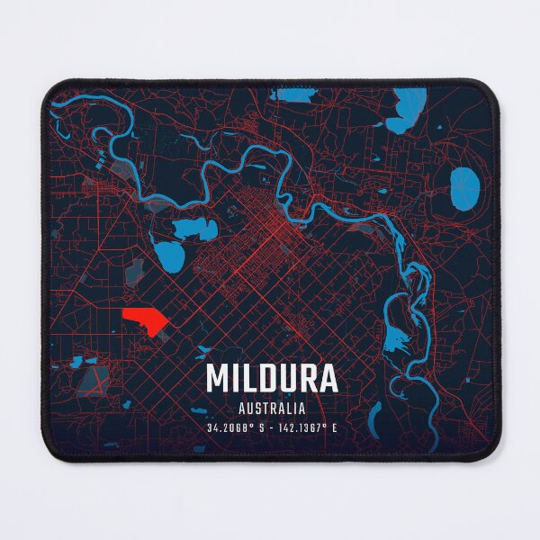 Item preview, Mildura Red & Blue Minimalist Map designed and sold by HomeLivingCo.