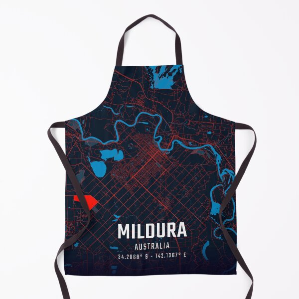 Item preview, Mildura Red & Blue Minimalist Map designed and sold by HomeLivingCo.