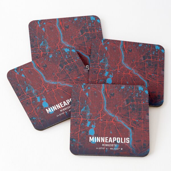 Item preview, Minneapolis Red & Blue Minimalist Map designed and sold by HomeLivingCo.