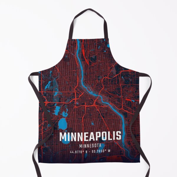 Aperçu de l'œuvre Carte minimaliste rouge et bleue de Minneapolis créée et vendue par HomeLivingCo.