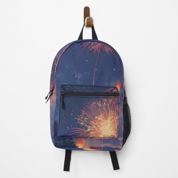 Item preview, Traditional Chinese lanterns against fireworks in night sky, background, AI generated designed and sold by dvoevnore.