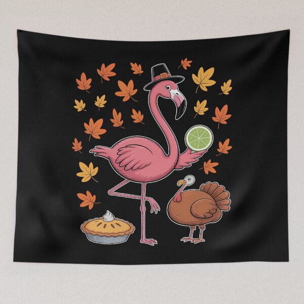 Item preview, Thanksgiving Pilgrim Flamingo Fall Autumn designed and sold by BiellaSar.