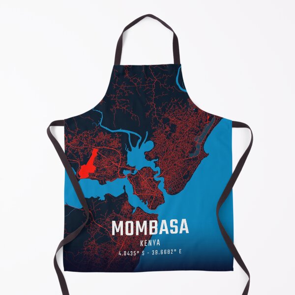 Item preview, Mombasa Red & Blue Minimalist Map designed and sold by HomeLivingCo.