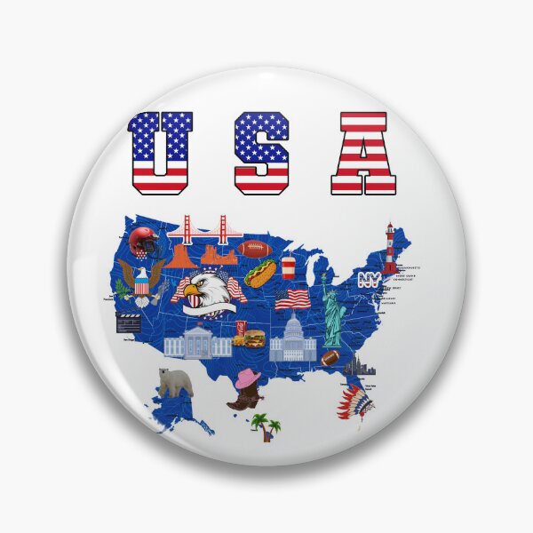 Item preview, USA Map American symbols and icons - Patriotic USA map illustrated designed and sold by Youngkev-arts.
