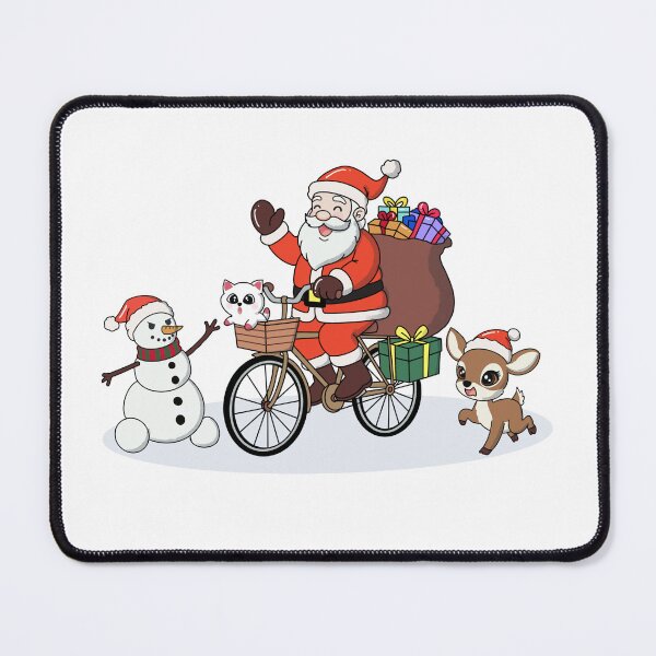 Item preview, Santa Riding Bicycle with Cat, Snowman, and Reindeer designed and sold by Ikattyg.