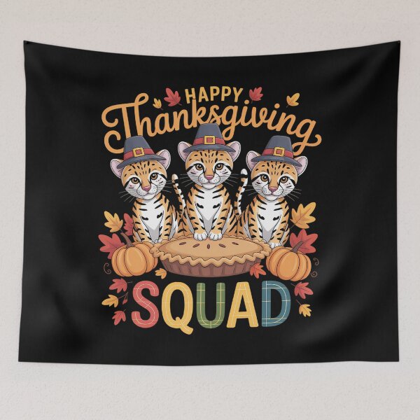 Item preview, Thanksgiving Squad Three Cute Ocelots Animal Lover designed and sold by August4Laughs25.