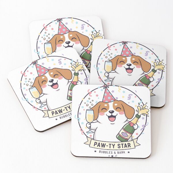 Item preview, Chubby Chibi Dog Cheers – Cute Fat Dog Toasting at New Year Party designed and sold by meesub.