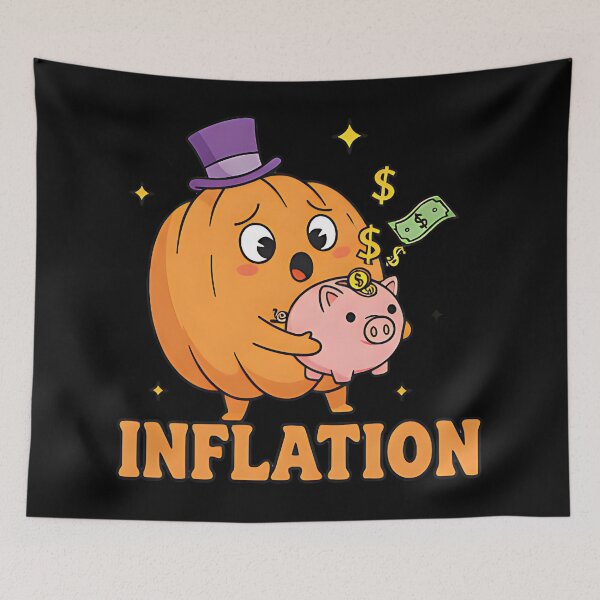 Item preview, Inflation funny pumpkin piggy bank money humor economy halloween parody design designed and sold by ArtDesignTp.