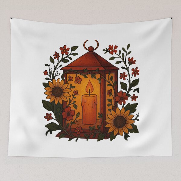 Item preview, Rustic Lantern Glow – Autumn Sunflower Candlelight Design designed and sold by Furr-n-Purr.