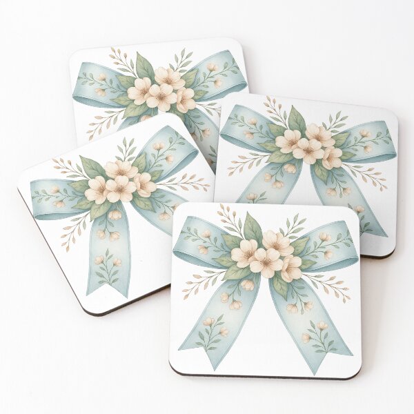 Item preview, Elegant Blue Ribbon with Watercolor Flowers and Leaves designed and sold by ArtfulWeave.
