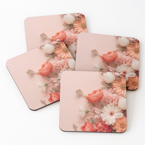 Item preview, Blush Coral Botanical Flat Lay Flowers designed and sold by VILERO.