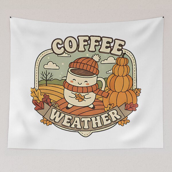 Item preview, Coffee Weather fall season cozy bear pumpkin autumn vibes warm drink design designed and sold by ArtDesignTp.