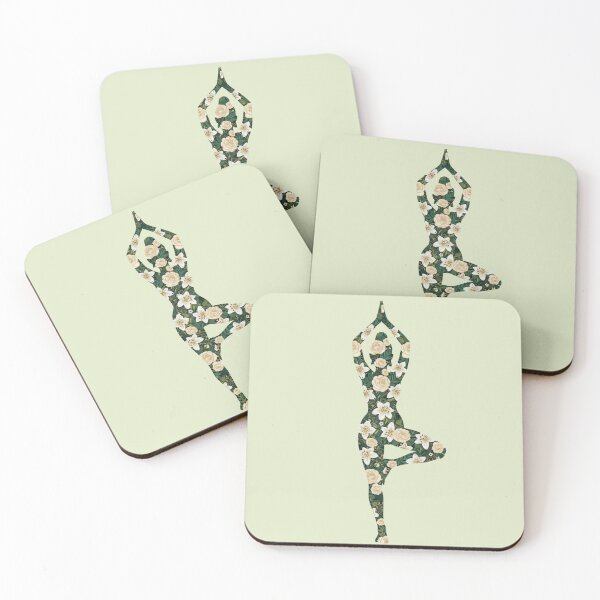 Item preview, White Rose Tree Pose Yoga Art | Vrksasana Balance Design designed and sold by Zen Mosaic.