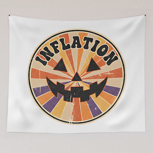 Item preview, Inflation retro halloween pumpkin spooky funny money humor vintage fall art designed and sold by ArtDesignTp.