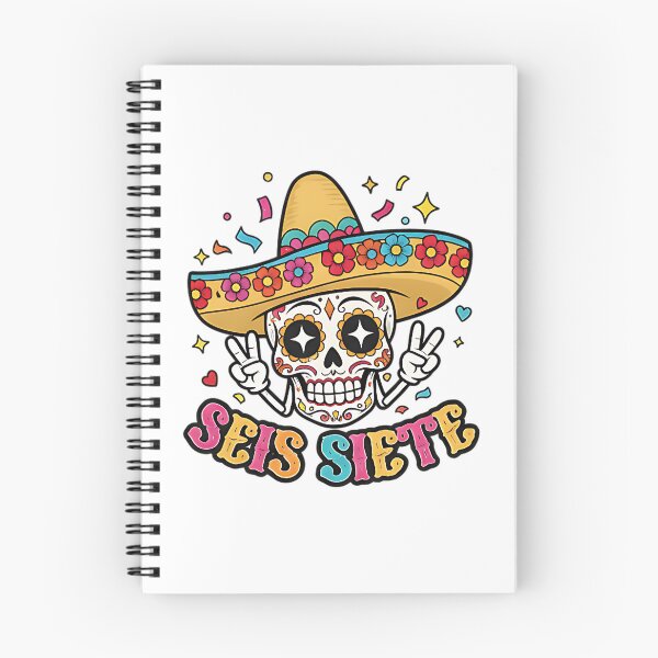 Item preview, Seis Siete mexican skull day of the dead fiesta humor calavera colorful art designed and sold by ArtDesignTp.