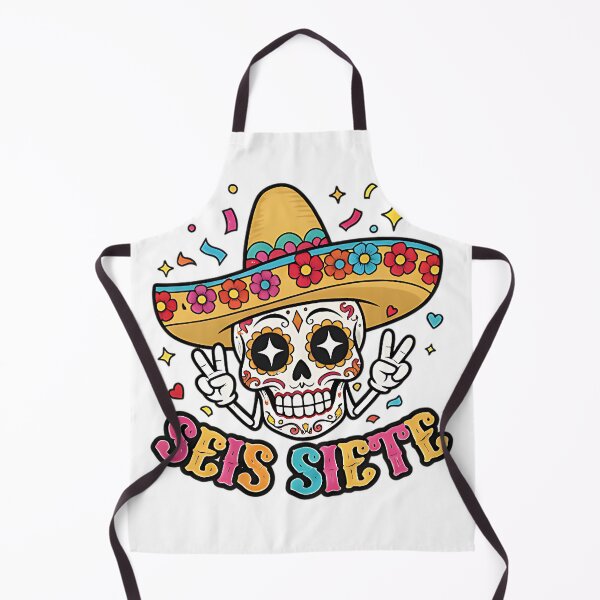Item preview, Seis Siete mexican skull day of the dead fiesta humor calavera colorful art designed and sold by ArtDesignTp.