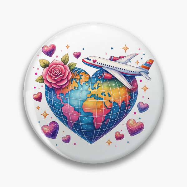 Item preview, Heart Shaped Globe with Airplane and Love Travel Theme designed and sold by ArtfulWeave.