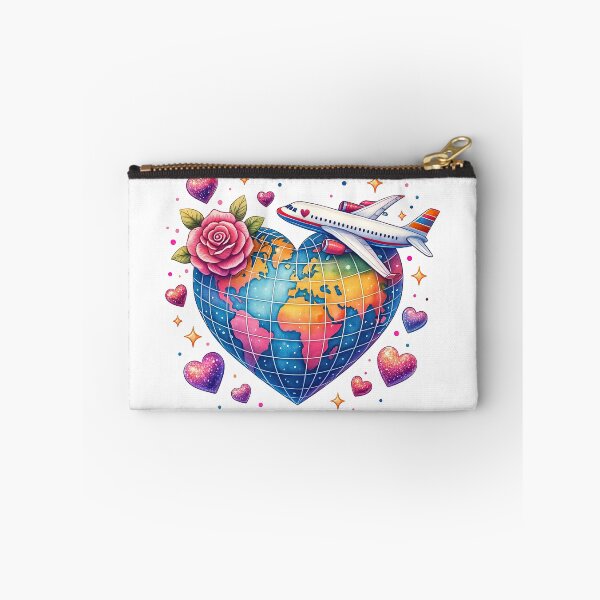 Item preview, Heart Shaped Globe with Airplane and Love Travel Theme designed and sold by ArtfulWeave.