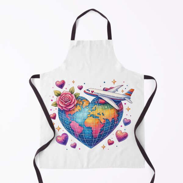 Item preview, Heart Shaped Globe with Airplane and Love Travel Theme designed and sold by ArtfulWeave.