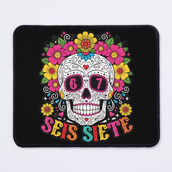 Item preview, Seis Siete colorful sugar skull day of the dead mexican art dia de los muertos fiesta designed and sold by ArtDesignTp.
