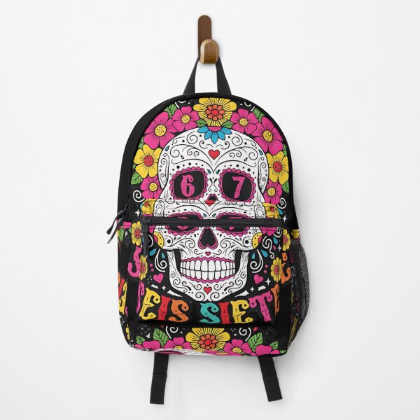 Item preview, Seis Siete colorful sugar skull day of the dead mexican art dia de los muertos fiesta designed and sold by ArtDesignTp.
