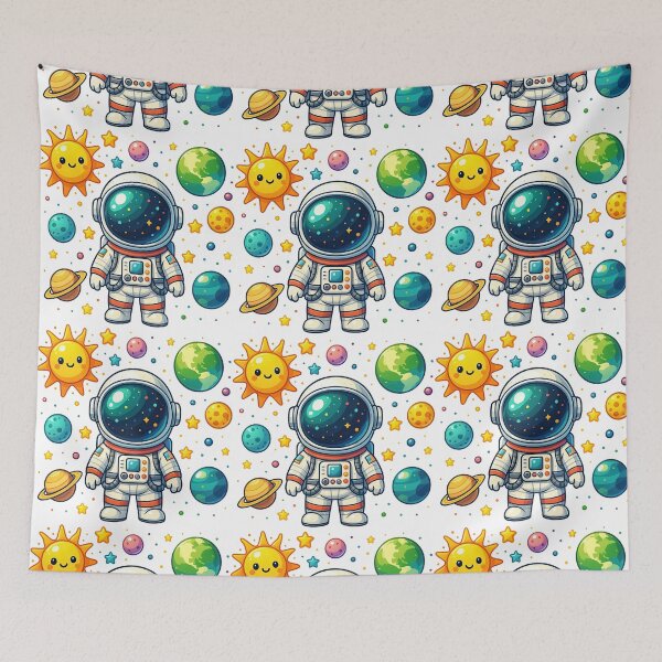 Item preview, Adorable Astronaut in Colorful Solar System Cartoon Design designed and sold by ArtfulWeave.