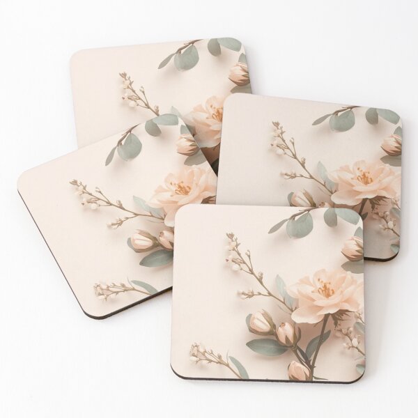 Item preview, Soft Peach Floral Flat Lay Pattern designed and sold by VILERO.