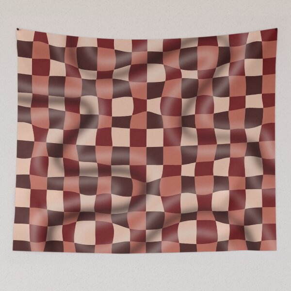 Item preview, Wavy Red Checkerboard Illusion: Abstract Glossy Distorted Pattern designed and sold by Vikiink.