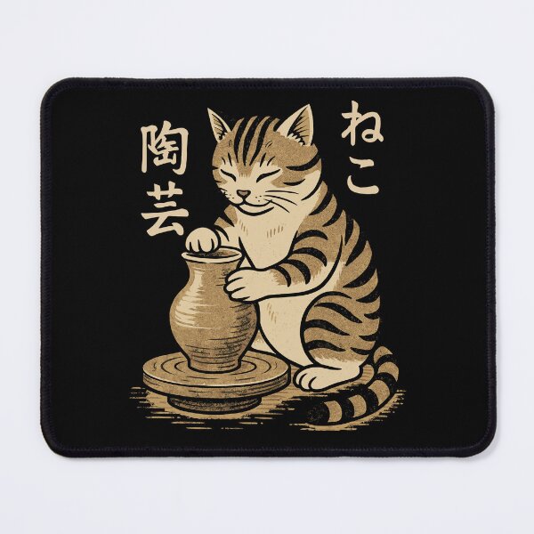 Item preview, Funny Pottery Japanese Cat Ceramicist Ceramic Artist designed and sold by lanynx design.